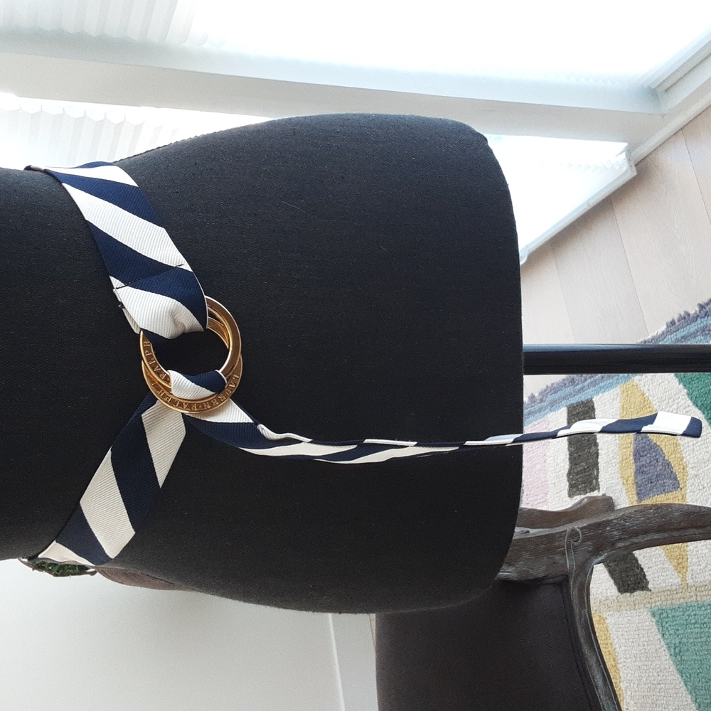 Lauren by RALPH LAUREN Navy & White Silk Tie Belt